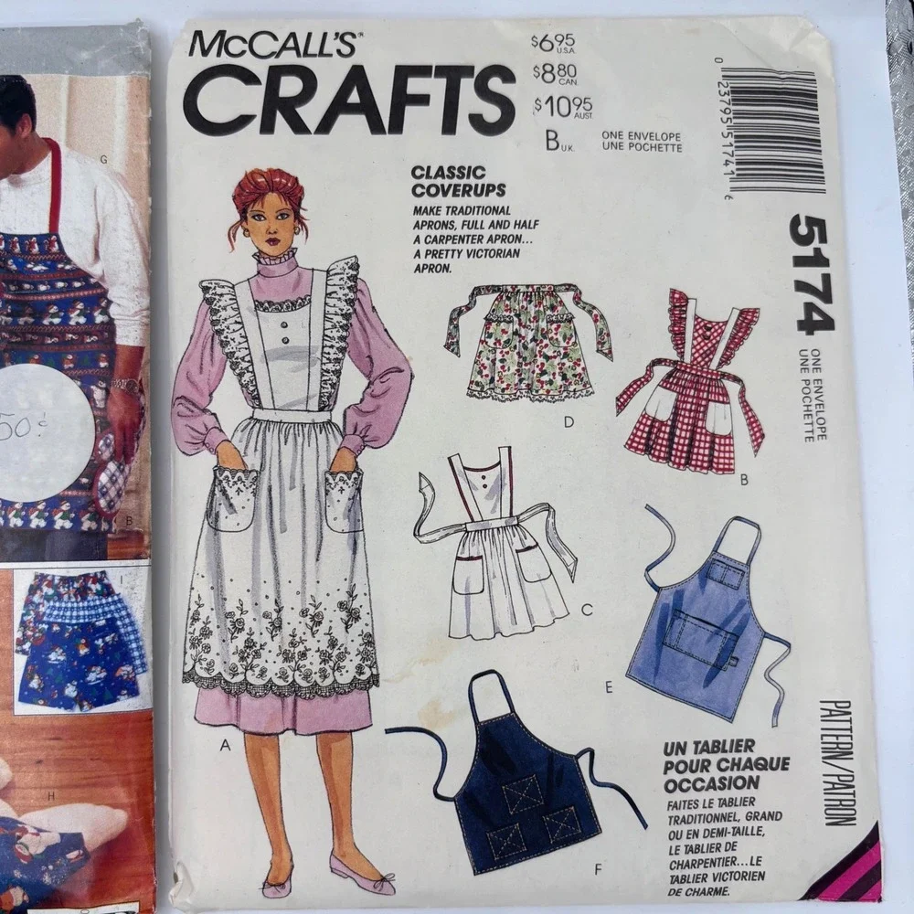 UNCUT Vintage Sewing Pattern Lot | Christmas Stockings Aprons Handbags 5pc OSZ